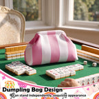 Mahjong Tile Bag Striped Clutch Pink White Thick Lines
