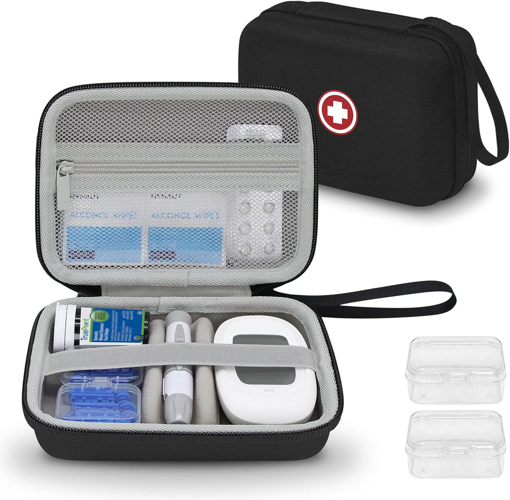 Diabetic Supplies Travel Case, Carrying Case Organizer for Diabetes Testing Kit, Blood Glucose Monitor Kit with