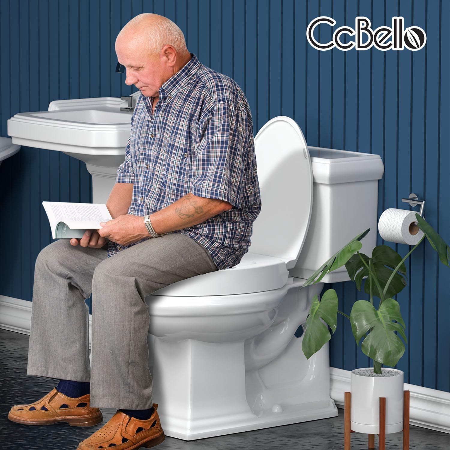 ELONGATED toilet seat risers for seniors, Slow Close, Elevated toilet seat, Heavy Duty, Never Loosen, Raised toilet