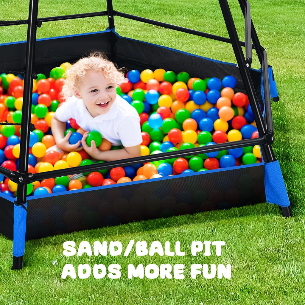 Jungle Gym with Platform and Tent, Climbing Toys with Monkey Bars for Kids, Metal Outdoor Play Equipment