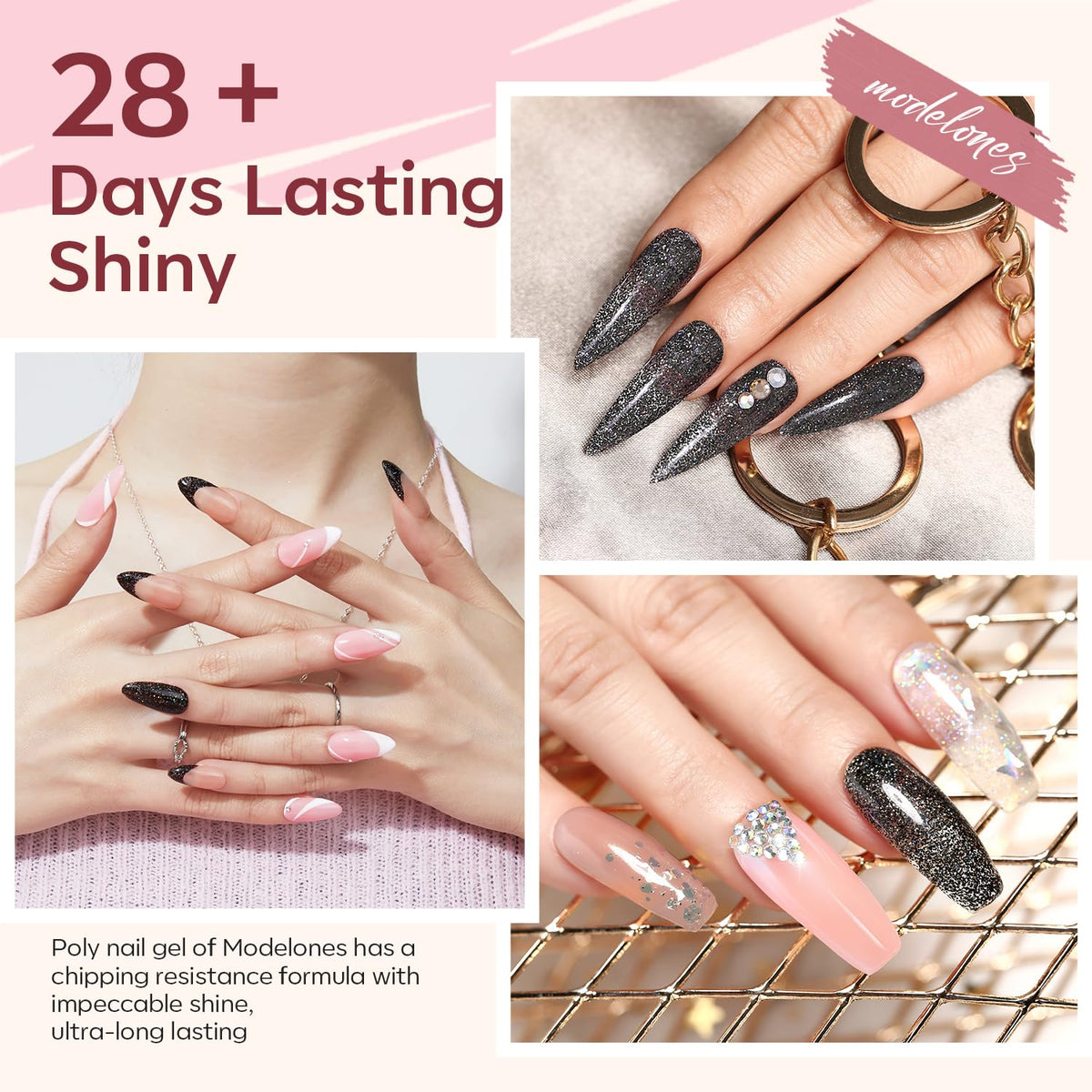 Poly Gel Nail Kit 6 Colors with 8W Nail Lamp Poly Extension Gel