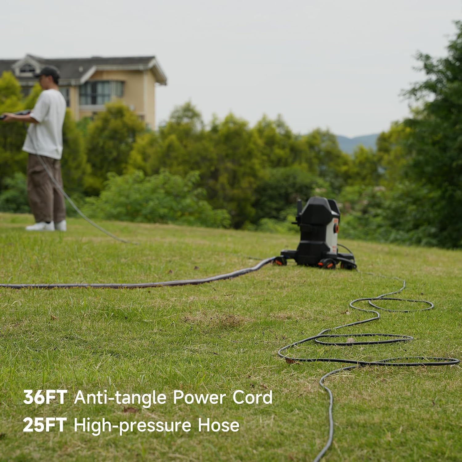 4800PSI Electric Pressure Washer, Electric Power Washer | Anti-Tipping 4-Wheel Design, 4 Nozzles, Foam Cannon, Spray