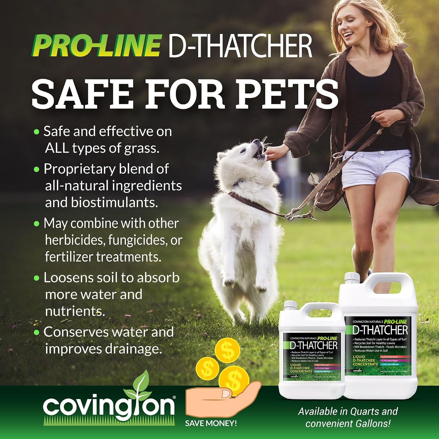 Covington PRO-LINE D-THATCHER Liquid Dethatcher (32oz) – Lawn Thatch Remover & Soil Softener, Grass Clipping