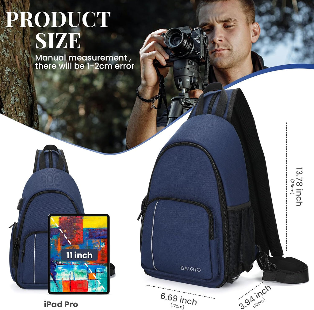 Camera Sling Bag Small Camera Backpack for Photographers,Water-resistant Camera Crossbody Bag Travel Caemra Backpack