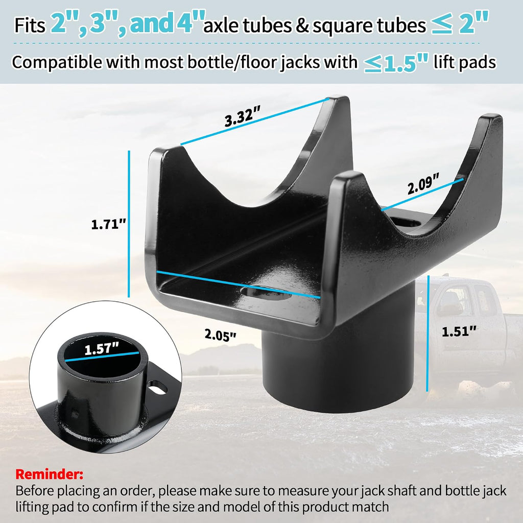 Bottle Jack Axle Adapter for 2-4 in Round and 2 in Square Axles