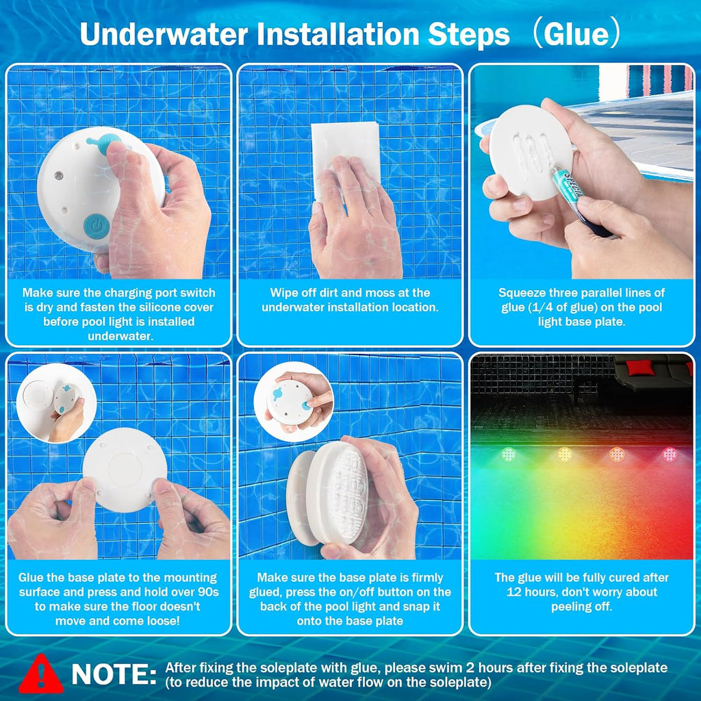 Pool Lights 4 Pack, for Above Ground Pools, Inground Pool | Rechargeable Submersible Pool Lights with Remote, IP68