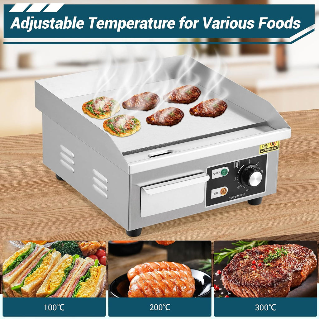 14 In Commercial Electric Griddle, Flat Top Grill Countertop Griddle