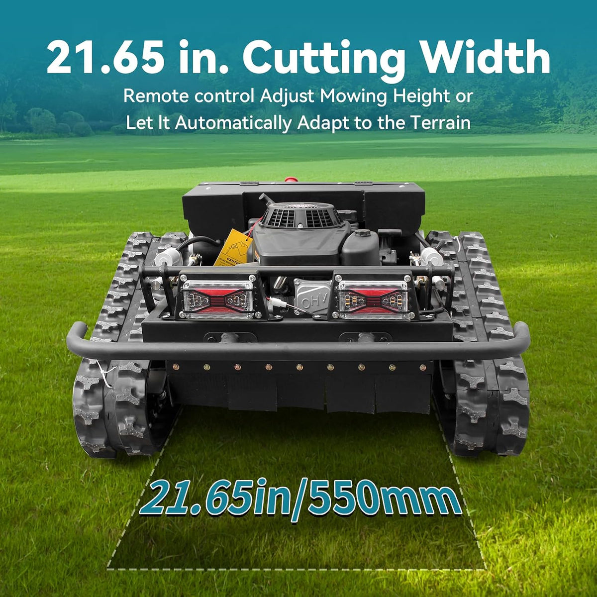 Remote Control Robot Lawn Mower 9.5 Horsepower, All Terrain Tracked Lawn Mower 50 ° Climbing, Remote Control