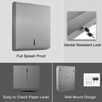 Paper Towel Dispenser, Commercial Stainless Steel, Brushed