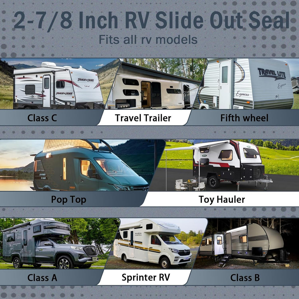 2-7/8 Inch RV Slide Out Seal, Rubber Weather Stripping Wiper(15Ft)