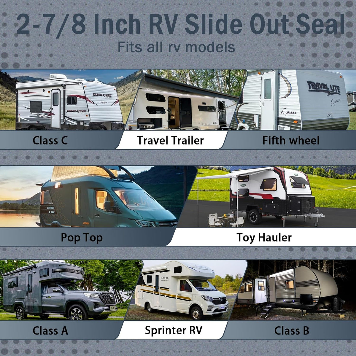 2-7/8 Inch RV Slide Out Seal, Rubber Weather Stripping Wiper(15Ft)