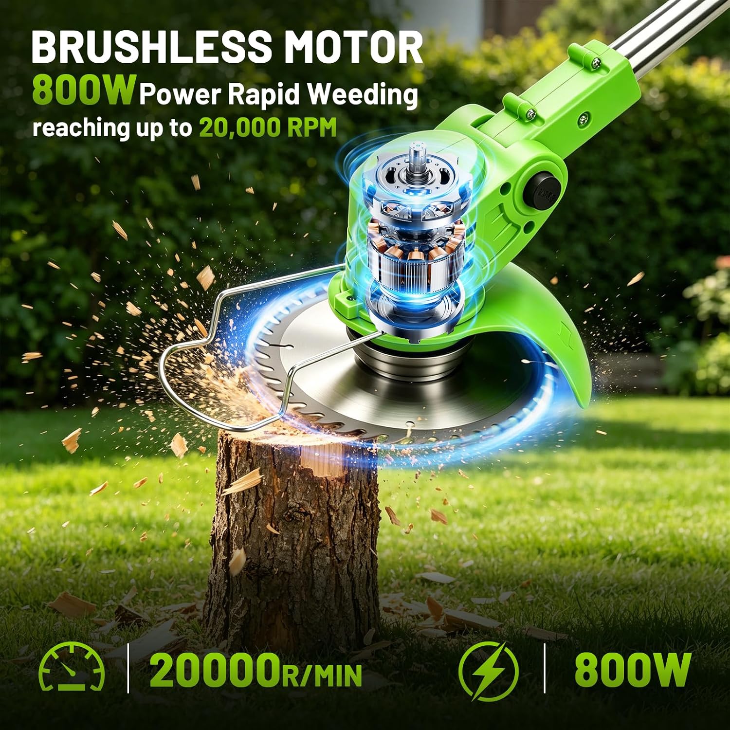 21V Cordless String Trimmer Weed Wacker with 2x4.0Ah Batteries and Charger, 4-in-1 Lawn Edger Adjustable Telescoping