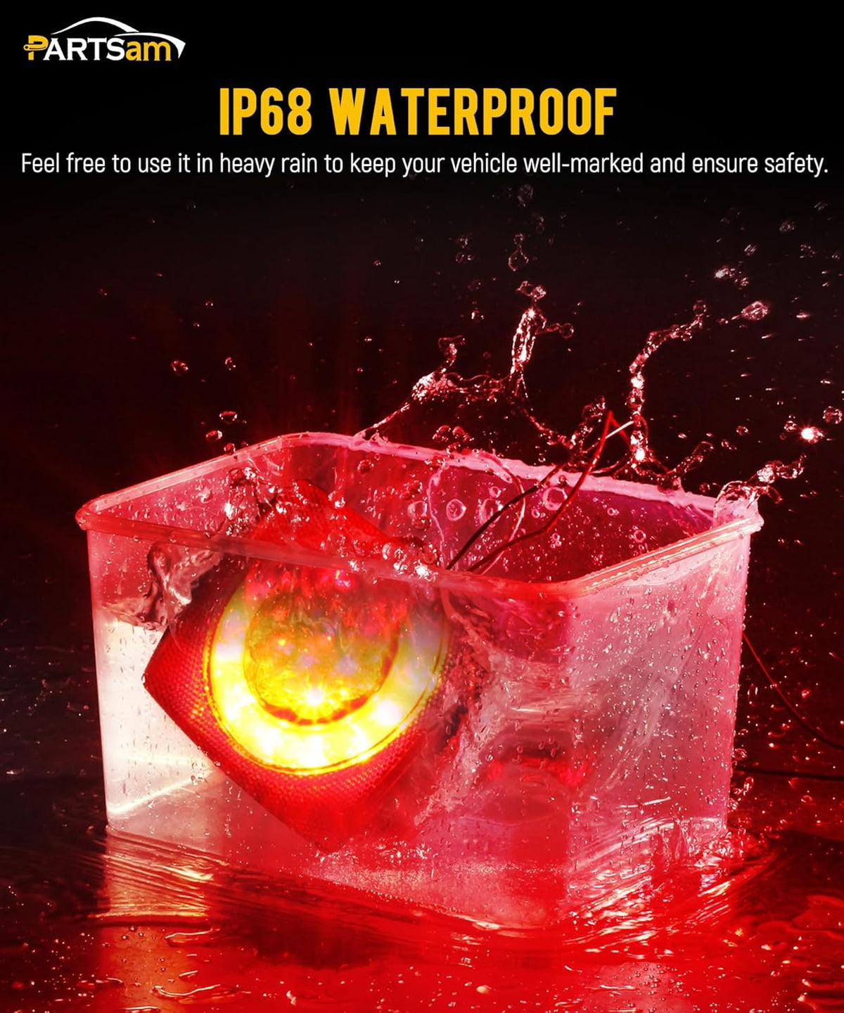 Led Submersible Trailer Tail Lights Kit, Waterproof 12V Square LED Trailer Lights Halo Glow with Wiring Harness