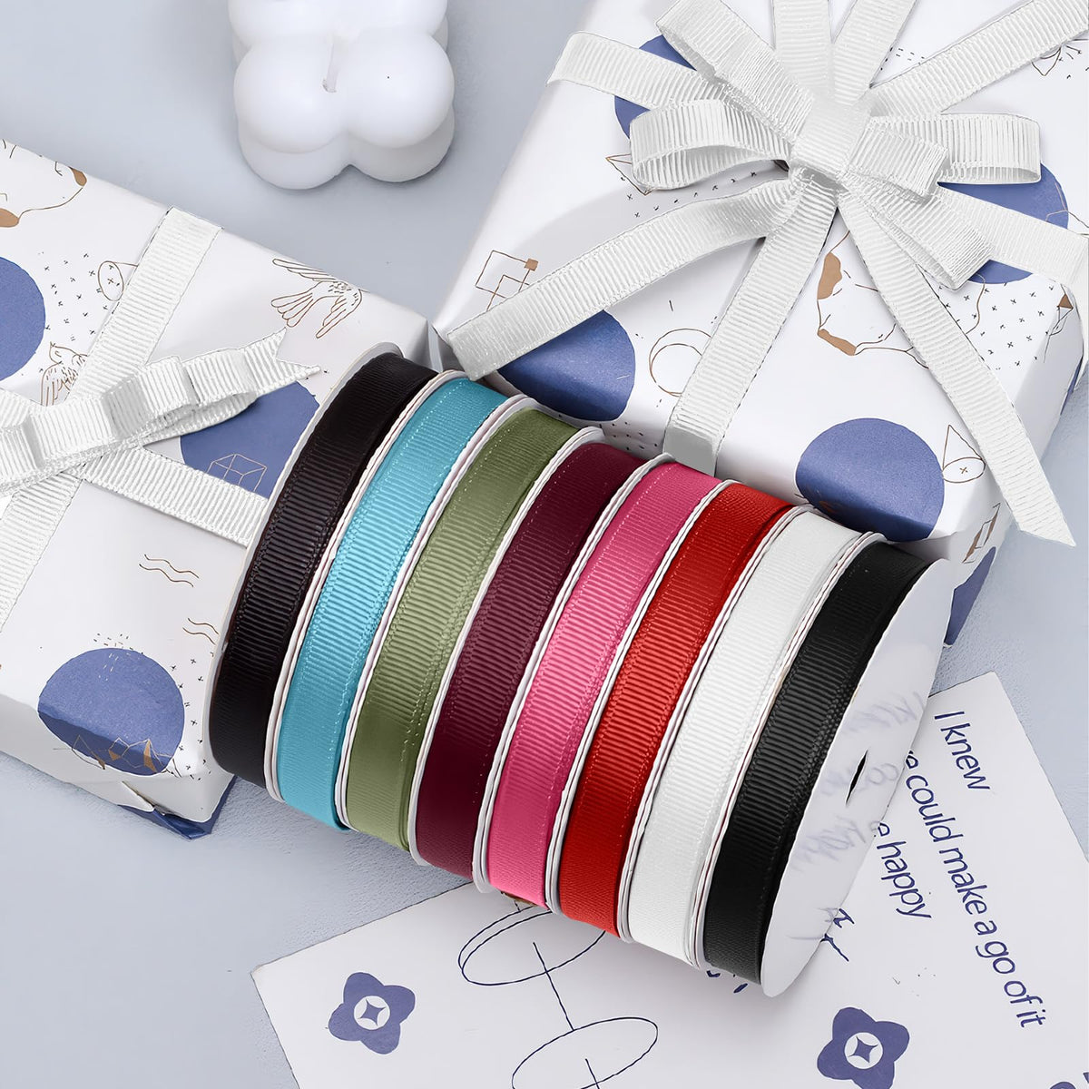 White Grosgrain Ribbon 1/2 Inch X 50 Yards