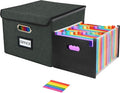 File Organizer Box with 25-Pocket Accordion Folder, File Folder & Protective Lid - Document Storage for Home, Office