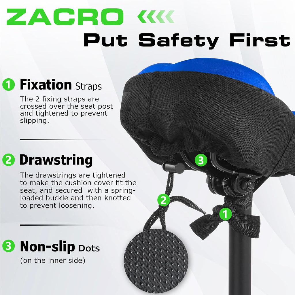 Zacro Bike Seat Cushion - Gel Padded Cover for Men Women Comfort, Extra Soft Exercise Bicycle Compatible with Peloton, Stationary or Cruiser Seats