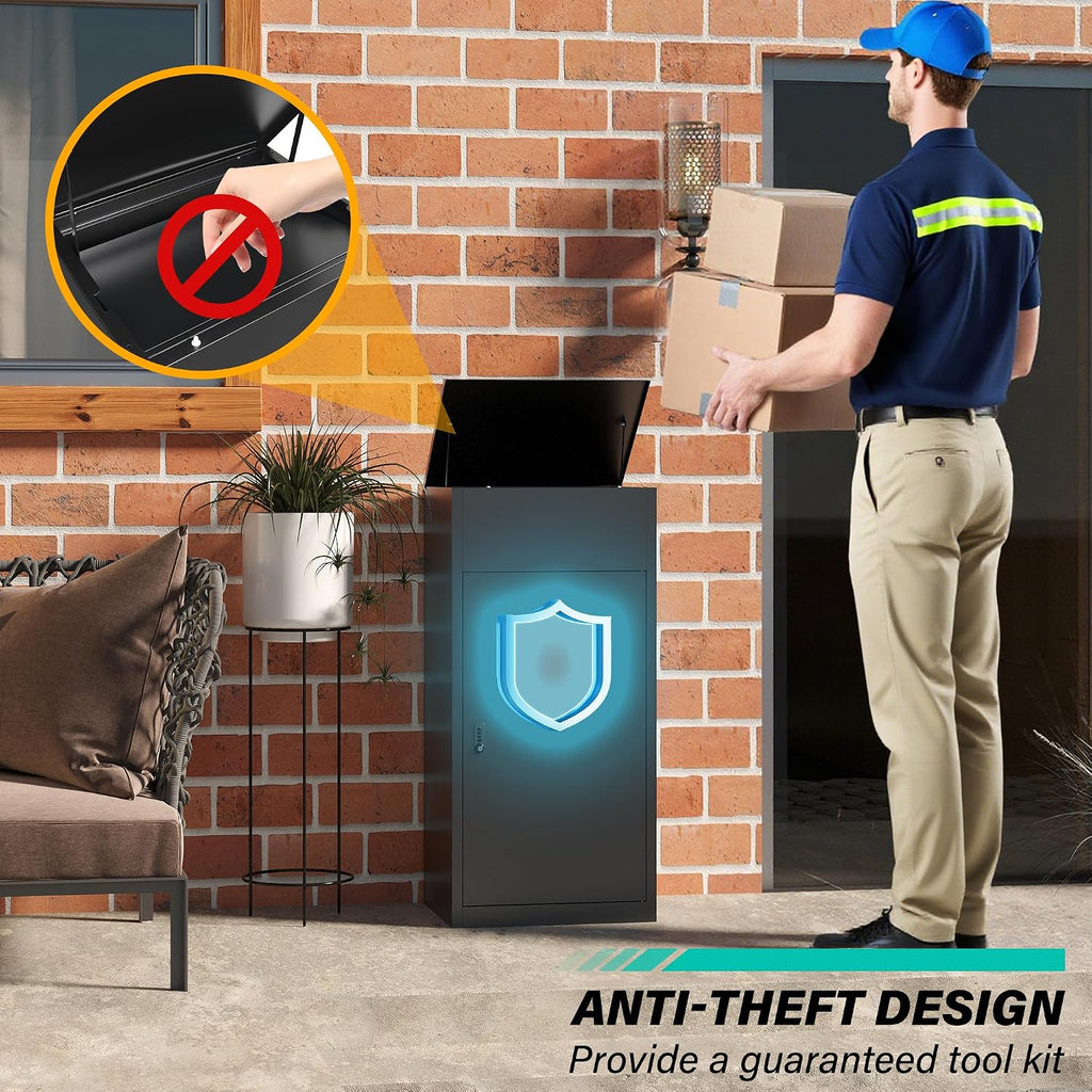 Large Package Delivery Box for Outside with Combination Lock,Parcel Drop Boxes Secure Storage, Anti-Theft Steel