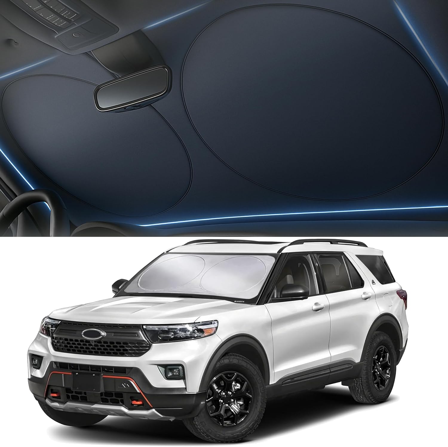 Windshield Sun Shade Foldable – 280T Car Front Window Shade, Heat Shield UV Sun Visor Protection, Keeps Interior