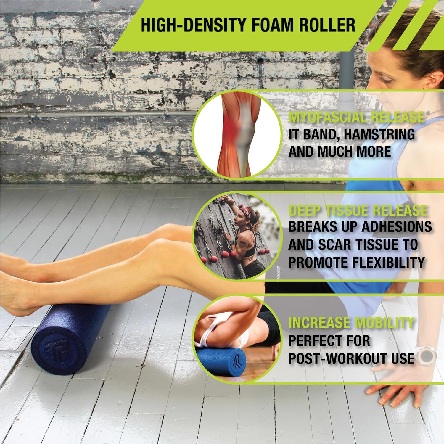 Foam Roller, Deep Tissue Massage Roller for Recovery, Therapy, Flexibility, Circulation, and Muscle Release