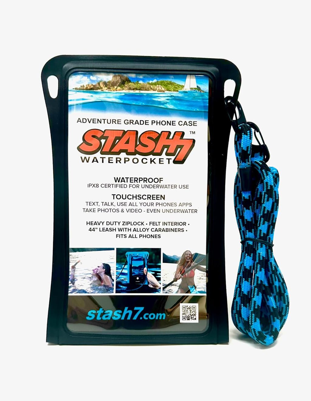 Waterproof Phone Pouch w/Long Lanyard | IPX8 Adventure Grade Cellphone Dry Bag Case, Fits iPhone 15 Pro Max,14 Pro