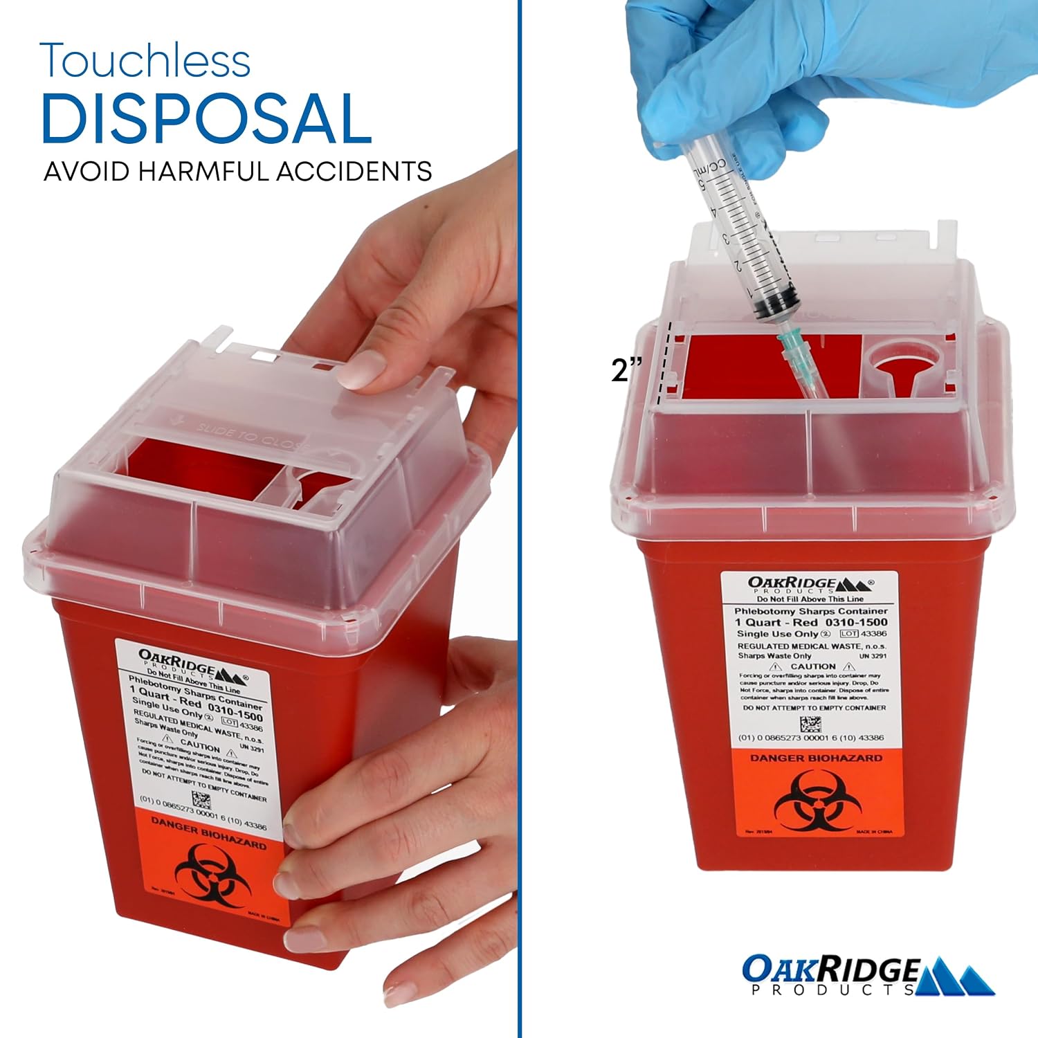 Sharps Container for Home Use and Professional 1 Quart, Biohazard Needle and Syringe Disposal, Small Portable