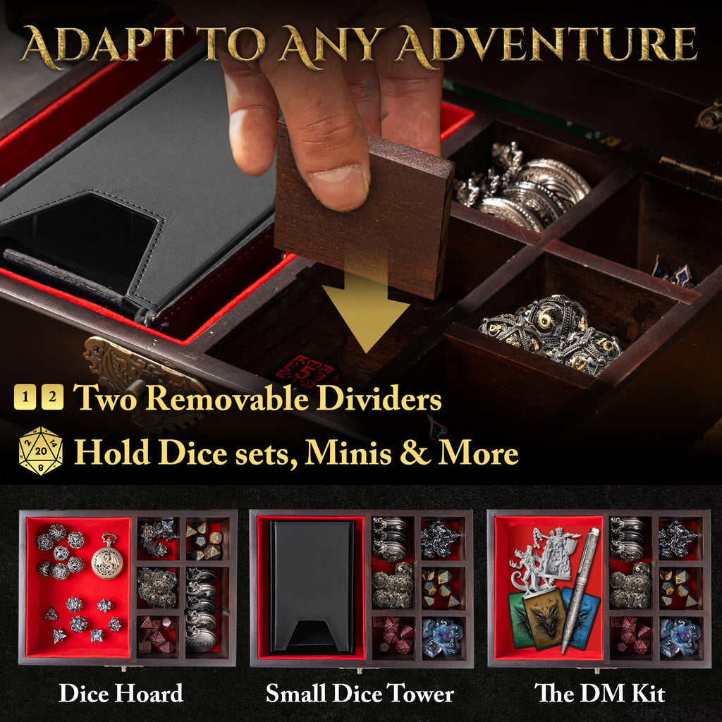 Vintage Dice Tray & Rolling Box - With Adjustable Dividers
