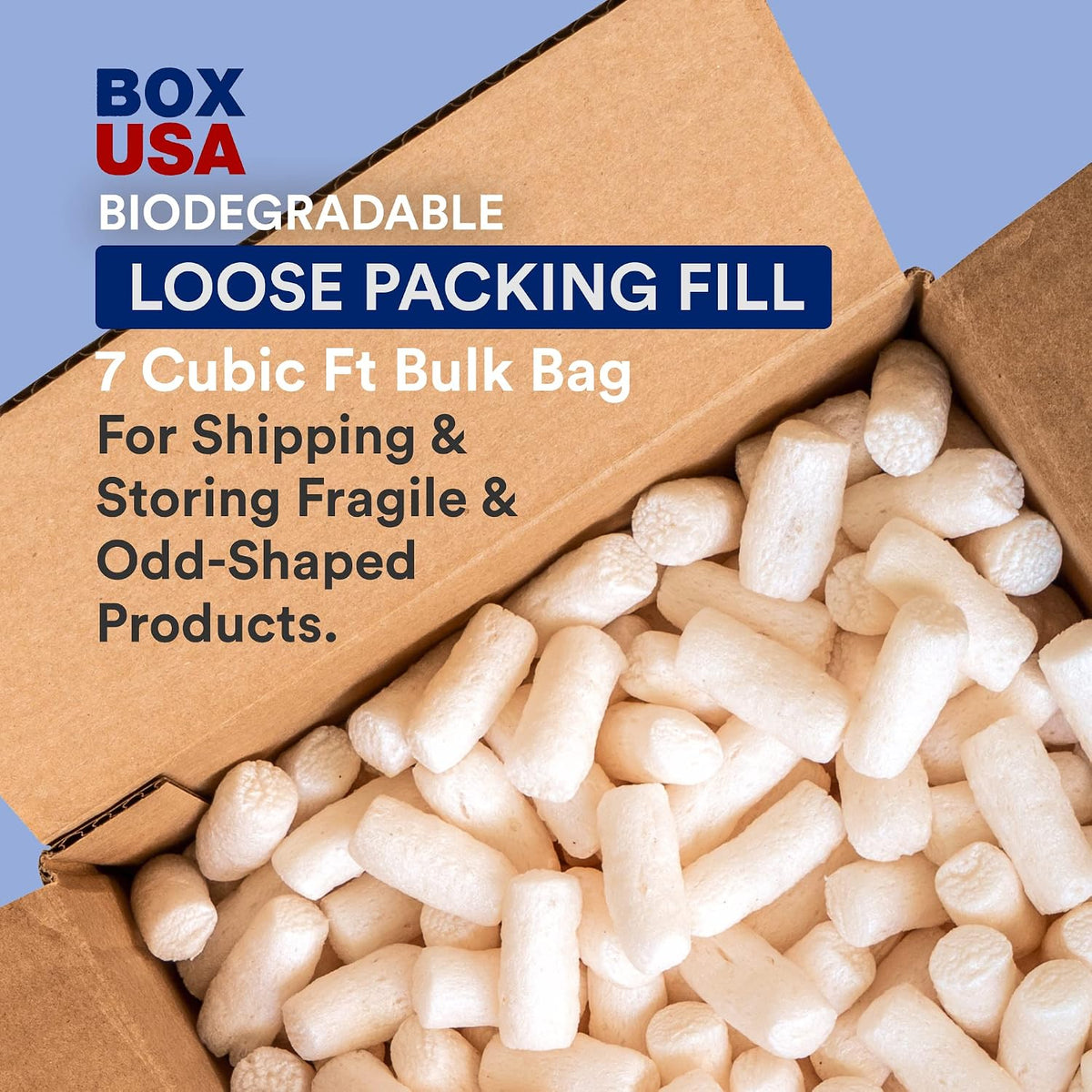 Shipping & Packing Peanuts White, 7 Cubic Feet | Loose Fill Packaging Peanuts for Packing, Moving and Storage