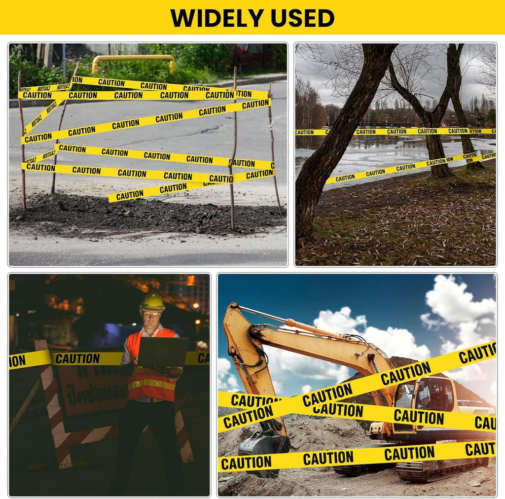 Yellow Caution Barricade Tape - 3 Inch x 1000 ft | High Visibility Safety Warning Tape for Construction Sites, Hazard