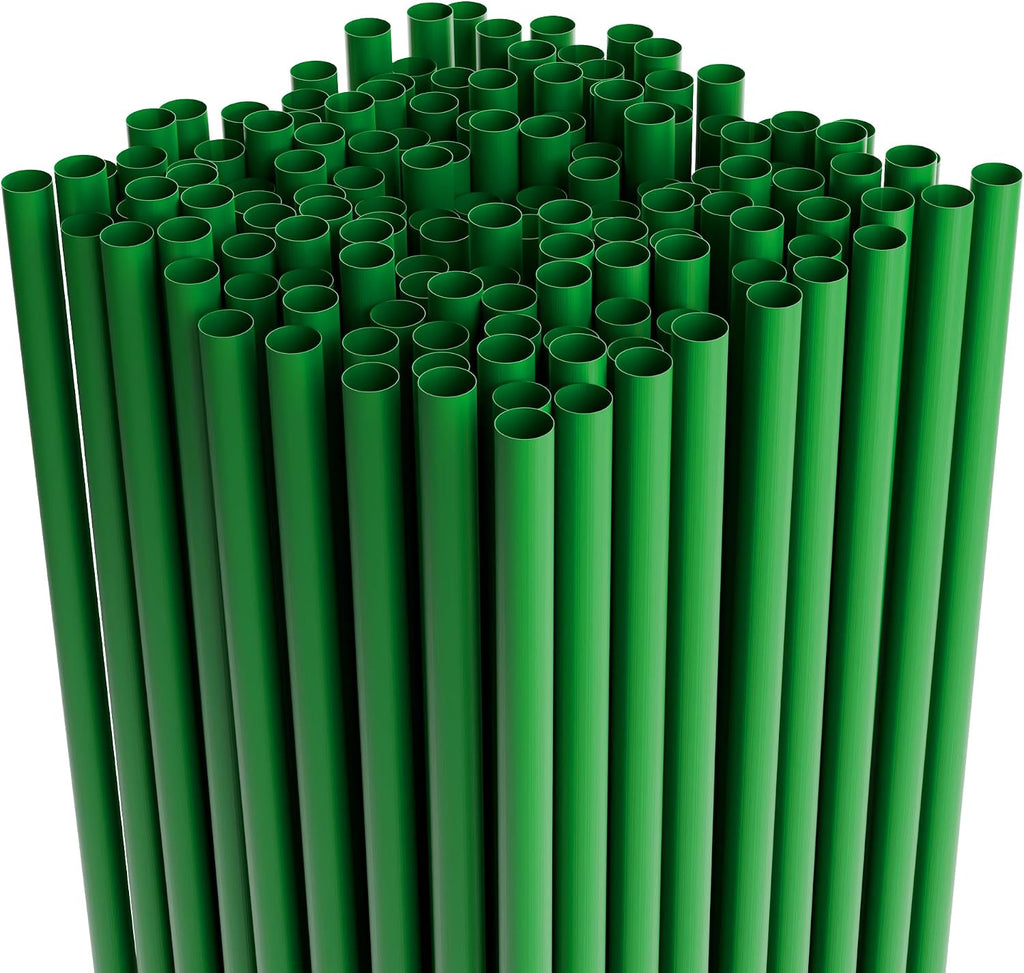 Disposable Plastic Drinking Straws, Straight 7.75-Inch, Green, 500 Count