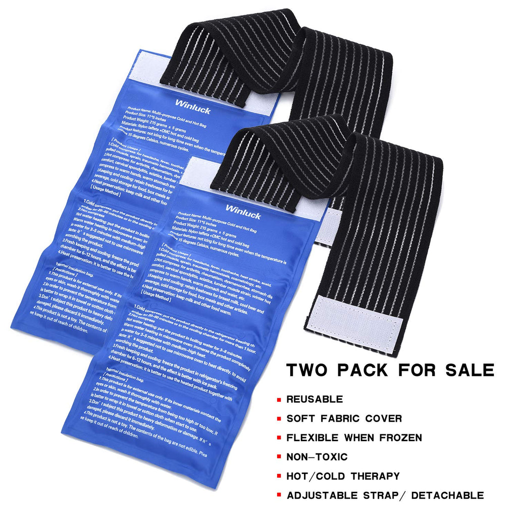 Reusable Gel Ice Pack 2 Piece Set Soft Cold Hot Compress Wraps with Straps