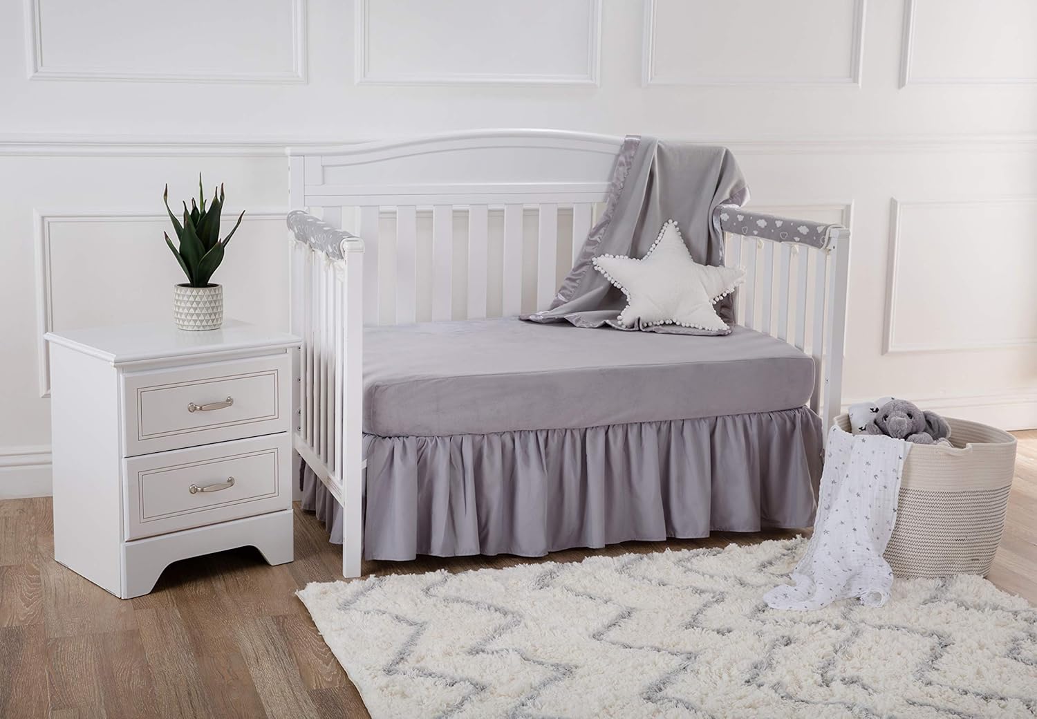 Heavenly Soft Chenille Fitted Crib Sheet 28" x 52", Warm and Cozy Neutral Chenille Sheet, Gray