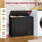 195L Laundry Hamper 3 Section,Large Laundry Hamper with Lid,Dirty Clothes Hamper with 3 Inner Bags,Collapsible