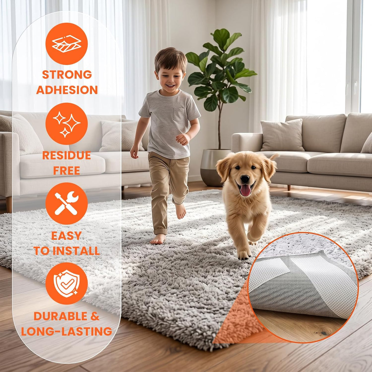 Double Sided Carpet Tape, Rug Tape for Hardwood Floors & Area Rugs