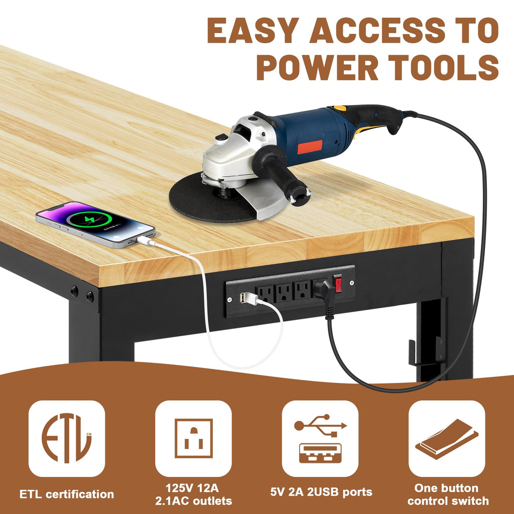 48" Garage Workbench, Adjustable Height Work Table