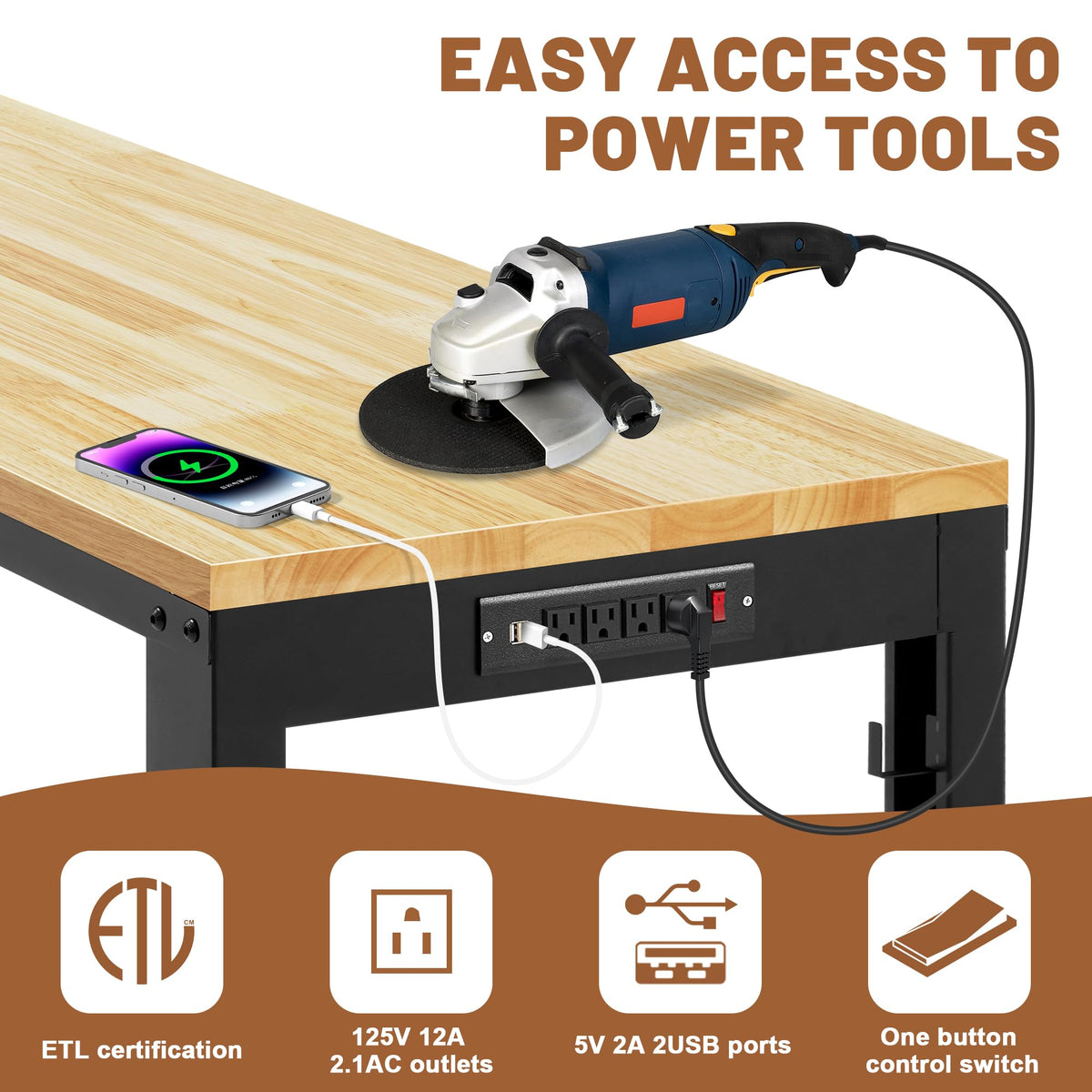 48" Garage Workbench, Adjustable Height Work Table