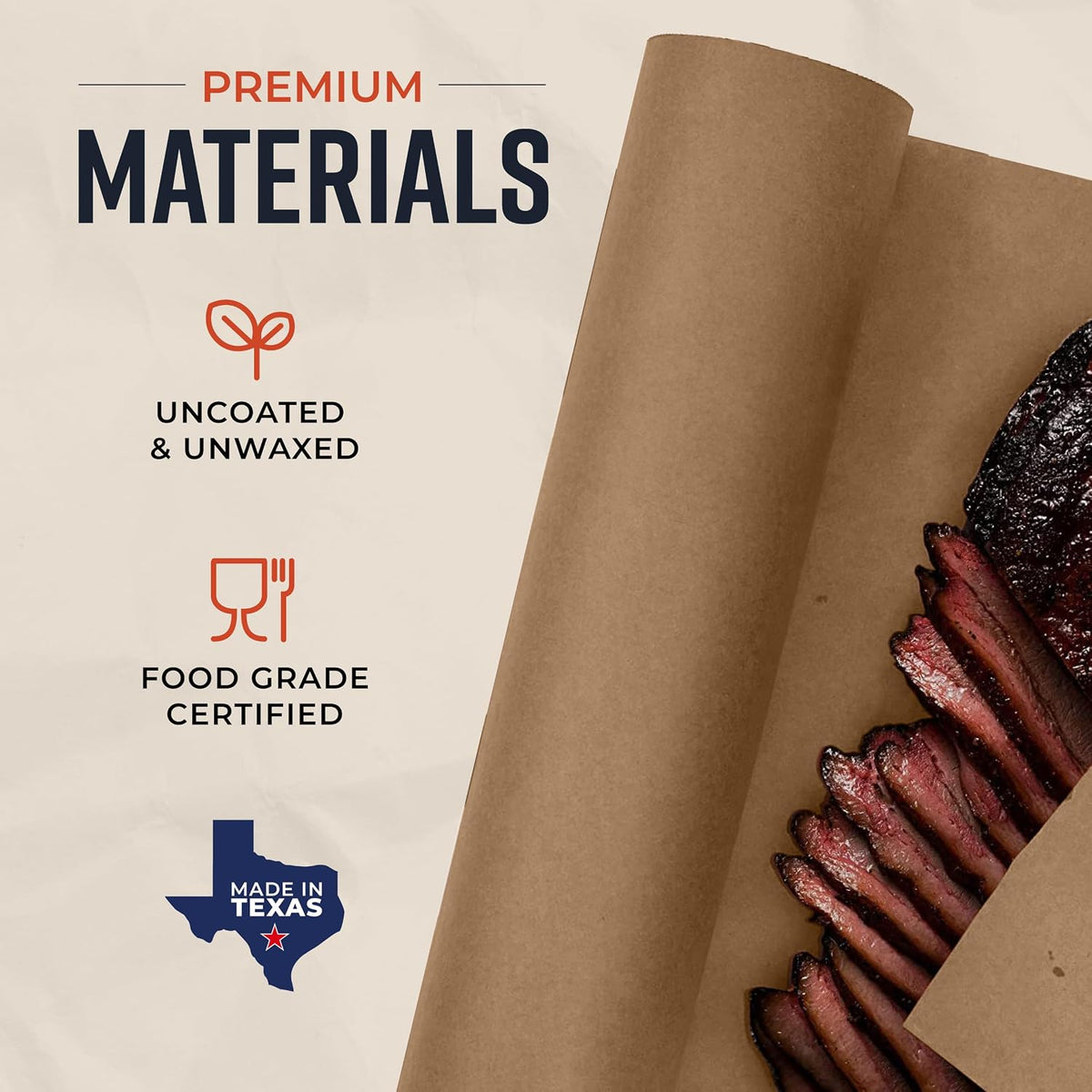 24 Inch x 175 Feet, Brown Butcher Paper Roll, Unbleached, Uncoated, Unwaxed, Food-Grade, Wide Kraft Paper for BBQ