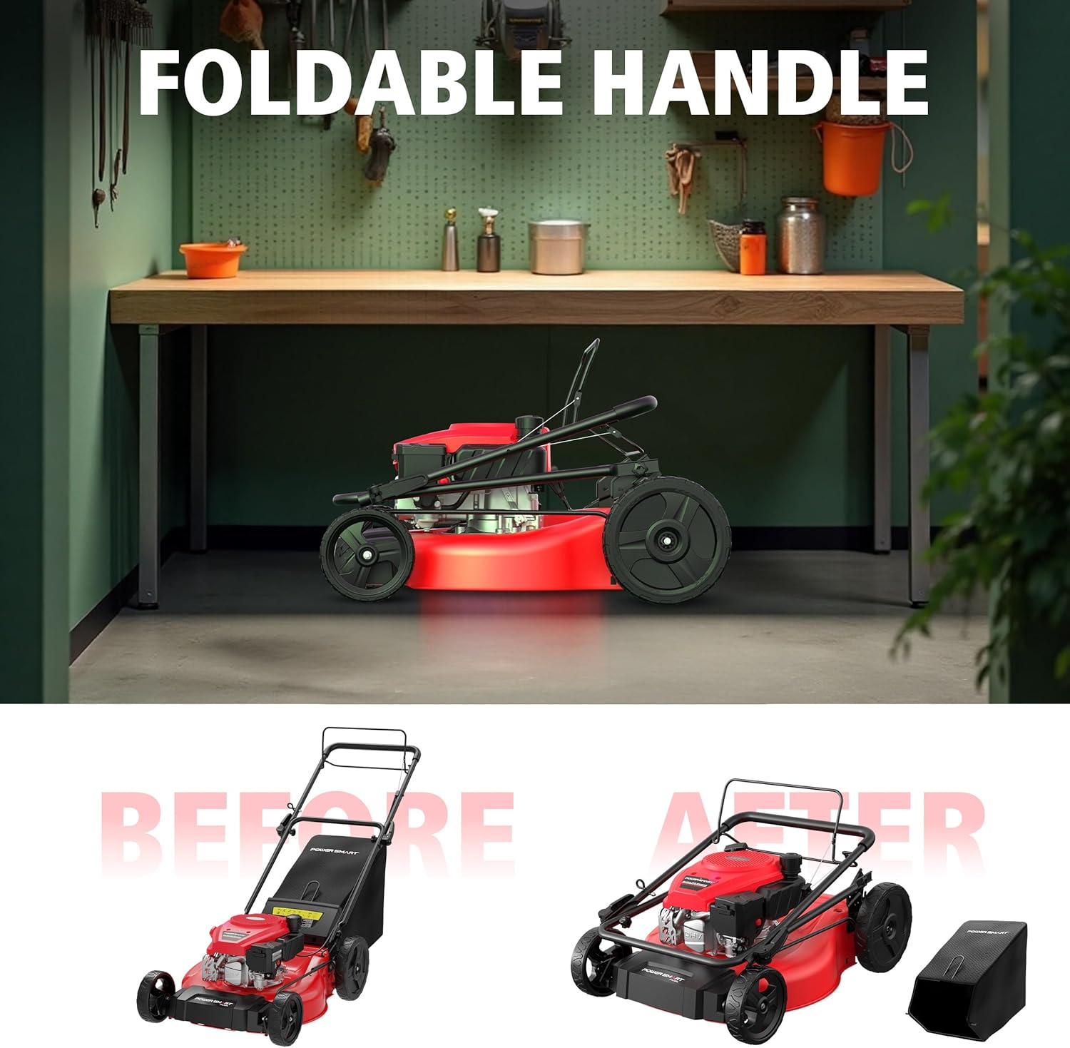 21" Self-Propelled Gas Lawn Mower | 170cc OHV Engine | Rear-Wheel Drive for Slopes | 3-in-1 Bag, Mulch & Discharge |