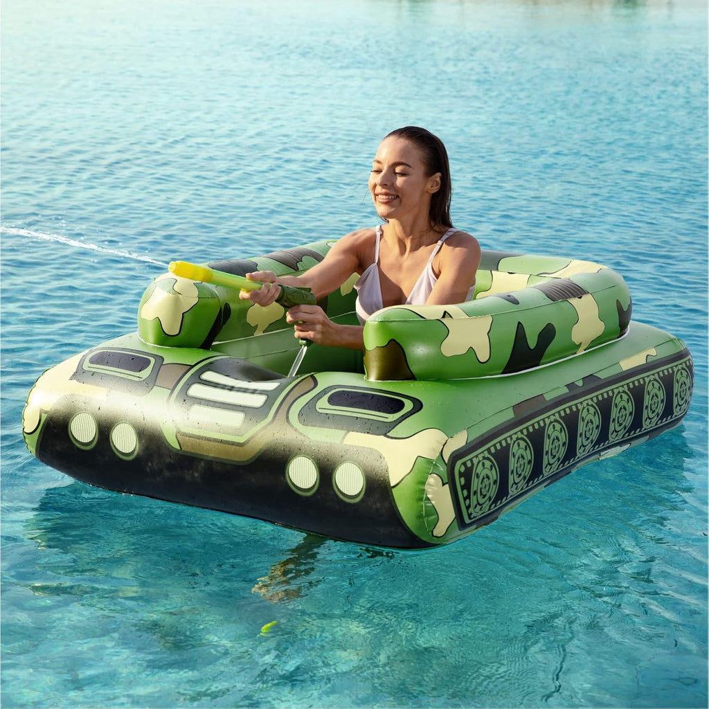 Tank Pool Floats Kids Adults - Jasonwell Inflatable Pool Floaties Swimming Pool Tank with Water Cannon Gun Swim