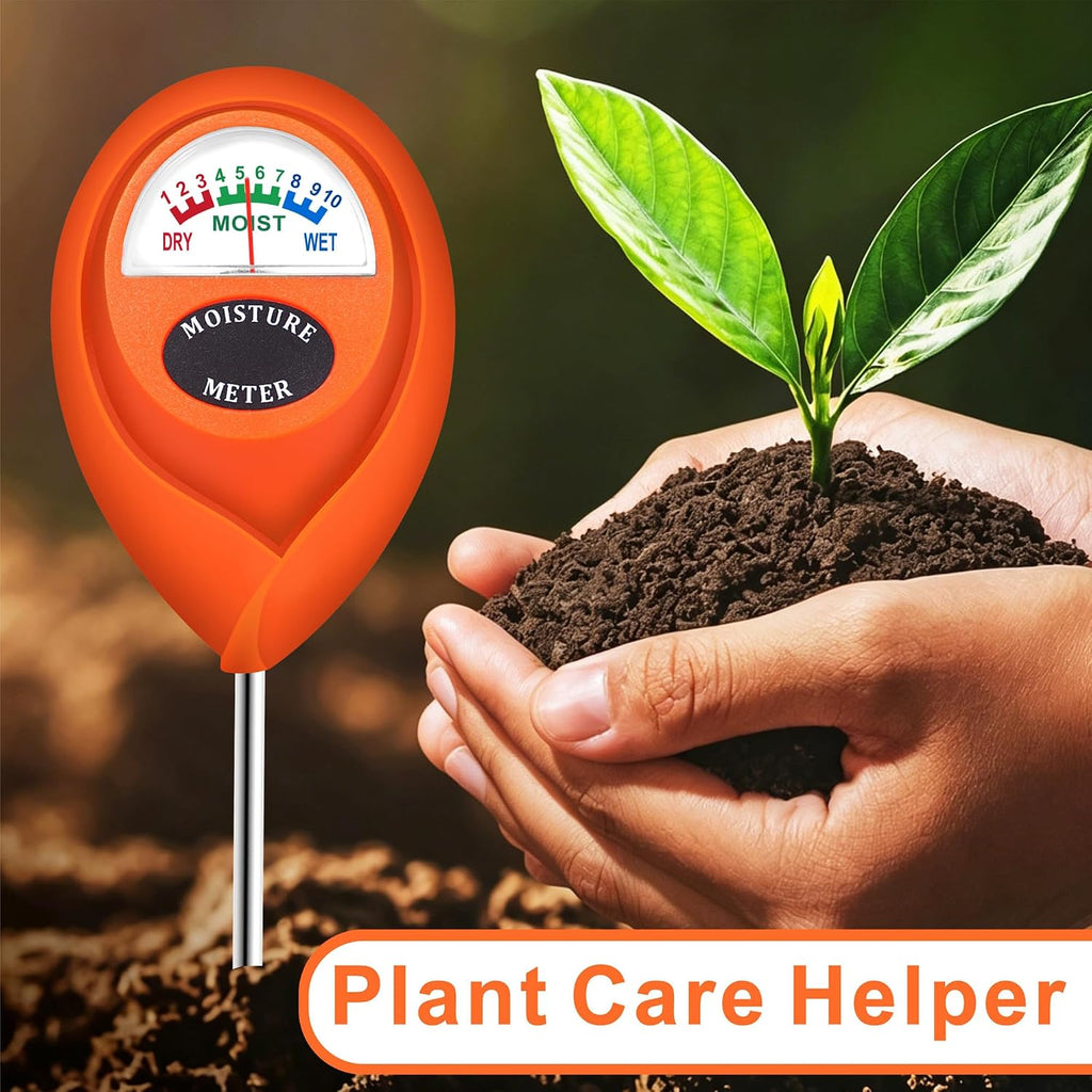Orange 2 Pack Soil Moisture Meter, Garden Lawn Indoor Outdoor Use | Battery-Free, Clear & Easy-to-Read Display