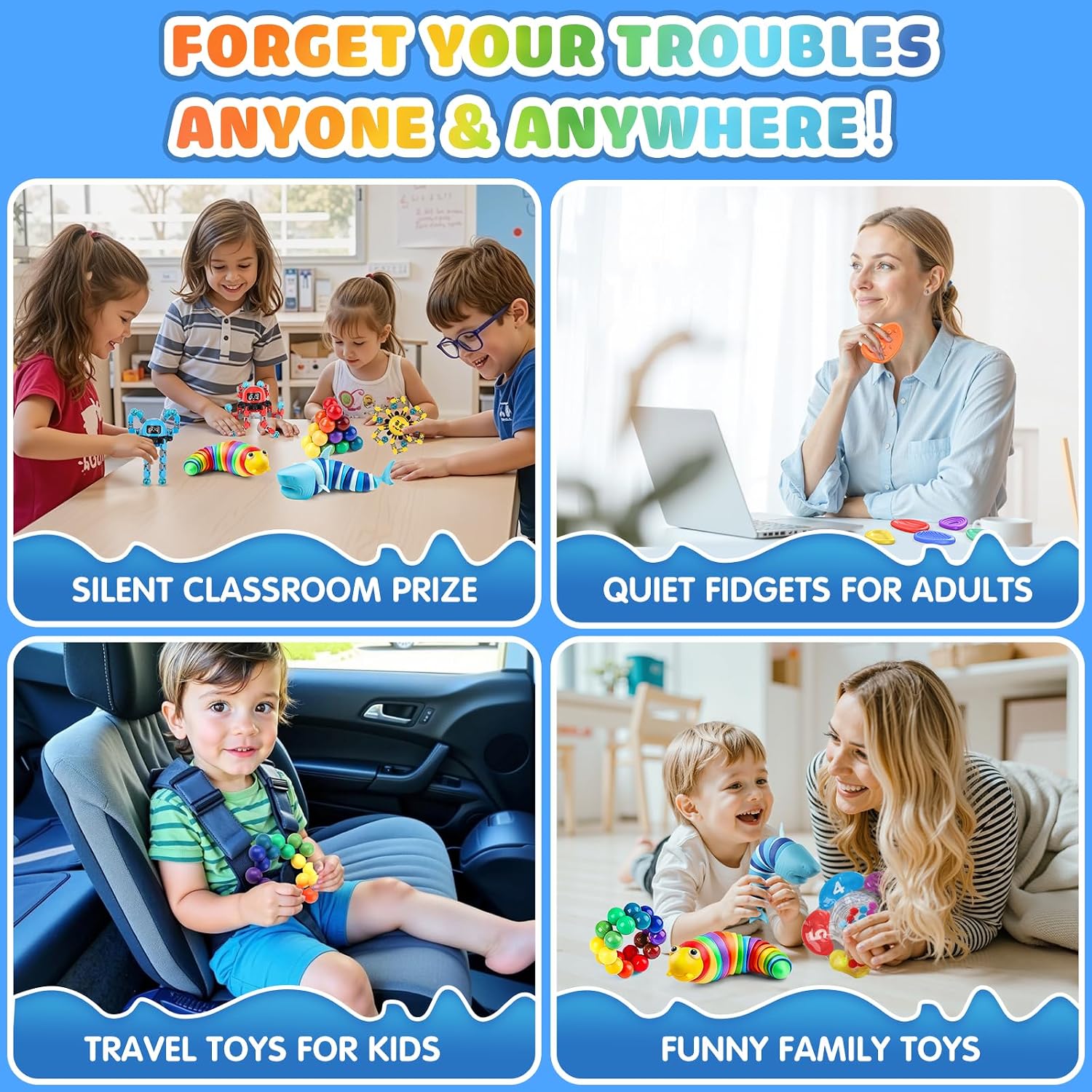 Fidget Sensory Toys for Kids Adults with Autism ADHD: 13 Pack Anxiety Relief Items Toy, Fun Classroom Prize & Travel