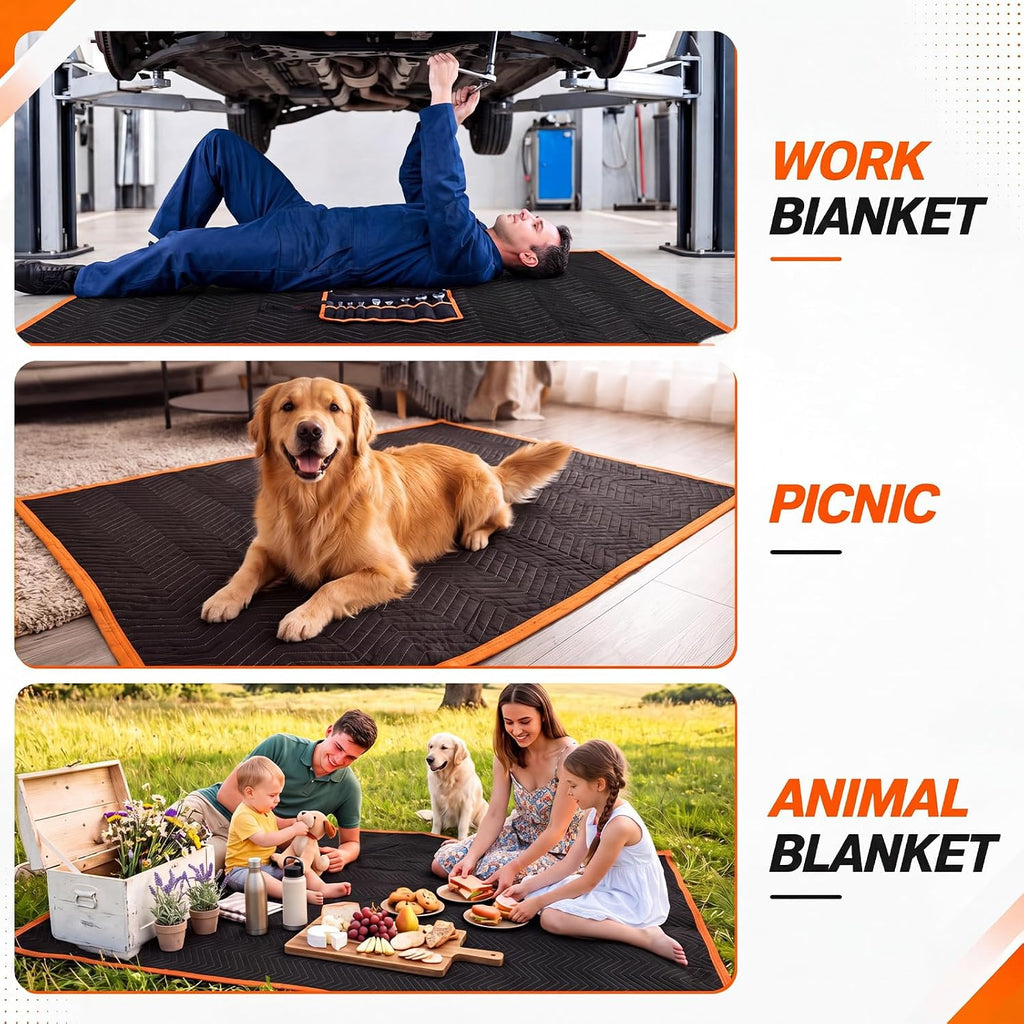 36 Pcs Moving Kit 12 Pcs 40" x 72" Moving Blankets, Black, Blue