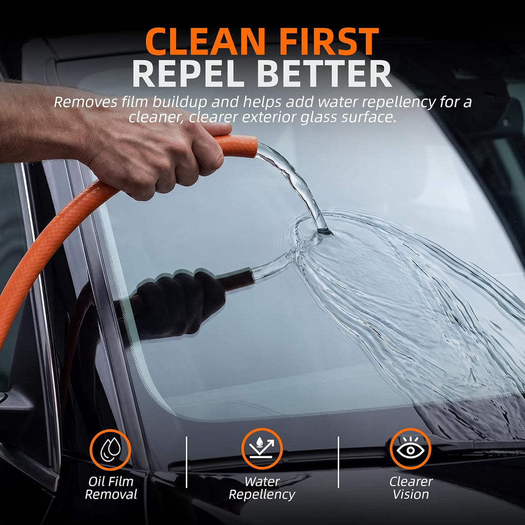 Windshield Glass Coating Kit, 100g Glass Prep Cleaner + 100ml Rain Repellent Spray, Hydrophobic Water Beading