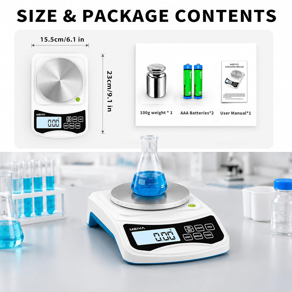 Digital Lab Scale, 1000g by 0.01g Balance Scale & Laboratory Scale