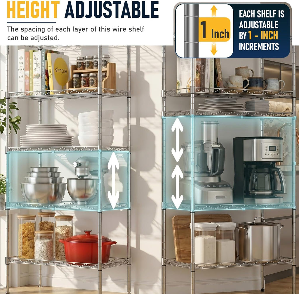 5-Tier Wire Shelf | 22" x 12" x 48" | Chrome