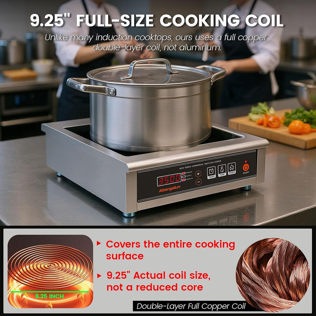 3500W Commercial Induction Cooktop, 220V Single Countertop Burner
