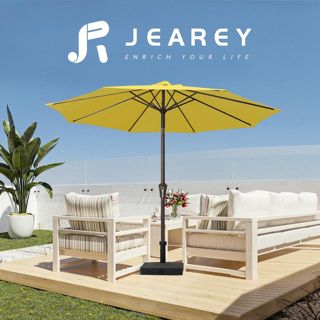 10FT Outdoor Patio Umbrella Outdoor Table Umbrella with Push Button Tilt and Crank, Market Umbrella 8 Sturdy Ribs UV