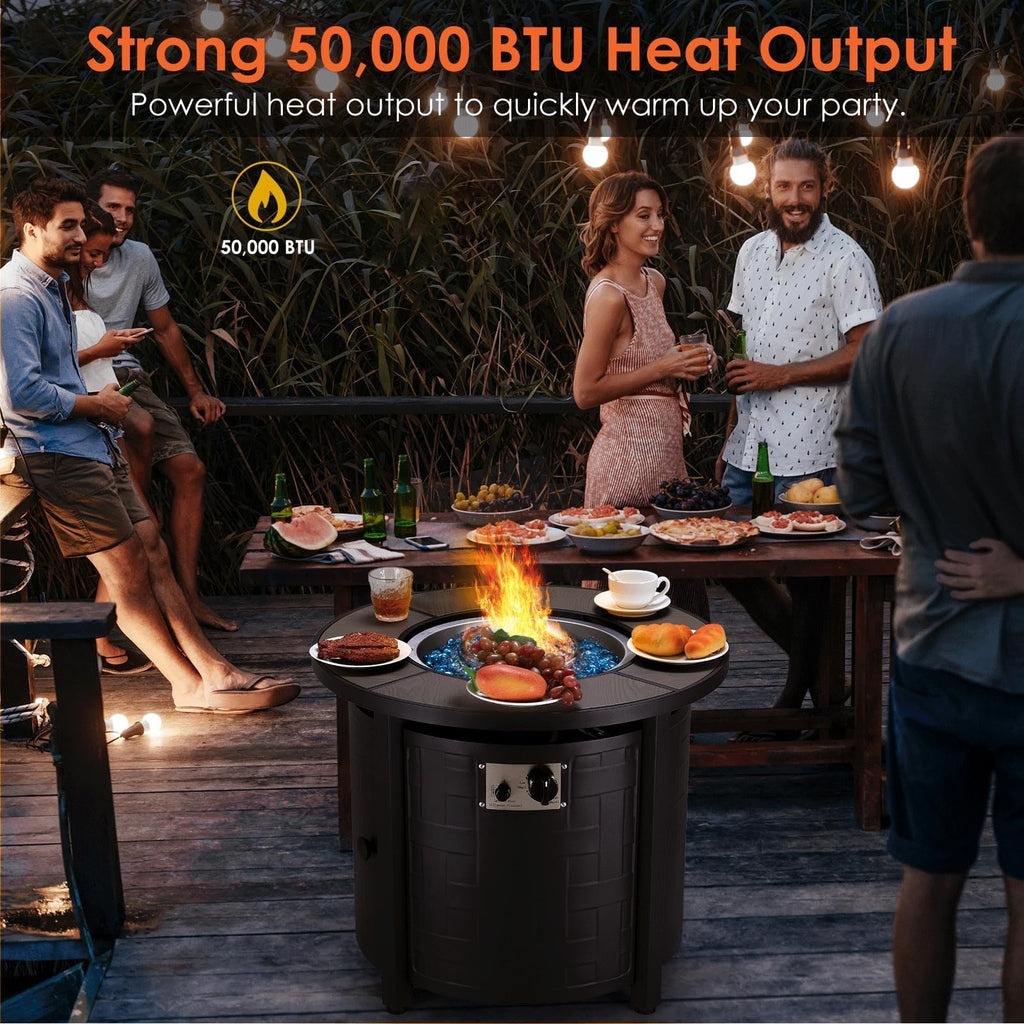 30-Inch Round Propane Fire Pit Table, 50,000 BTU