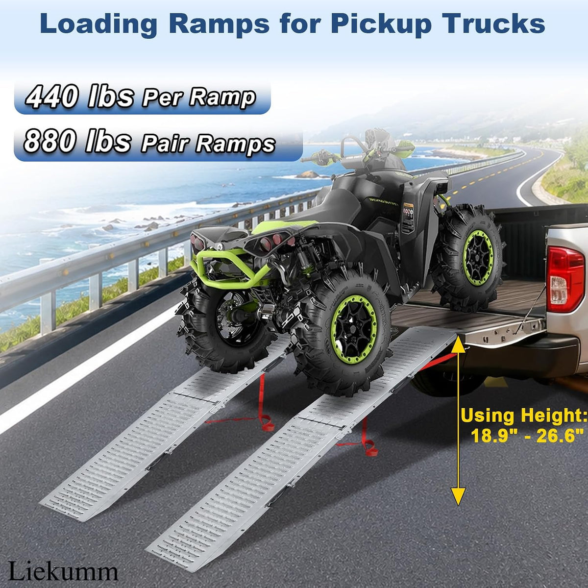 74" ATV Ramps 2-Pack, 880 lbs Loading Ramps for Pickup Trucks