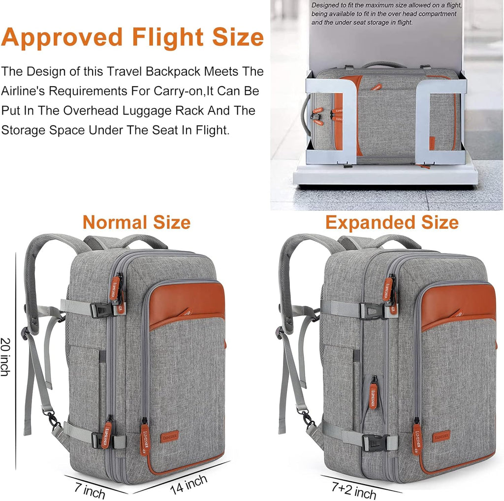 Carry on Travel Backpacks, Extra Large 40L Flight Approved Bag for Men & Women,Expandable Suitcase Backpack With 4