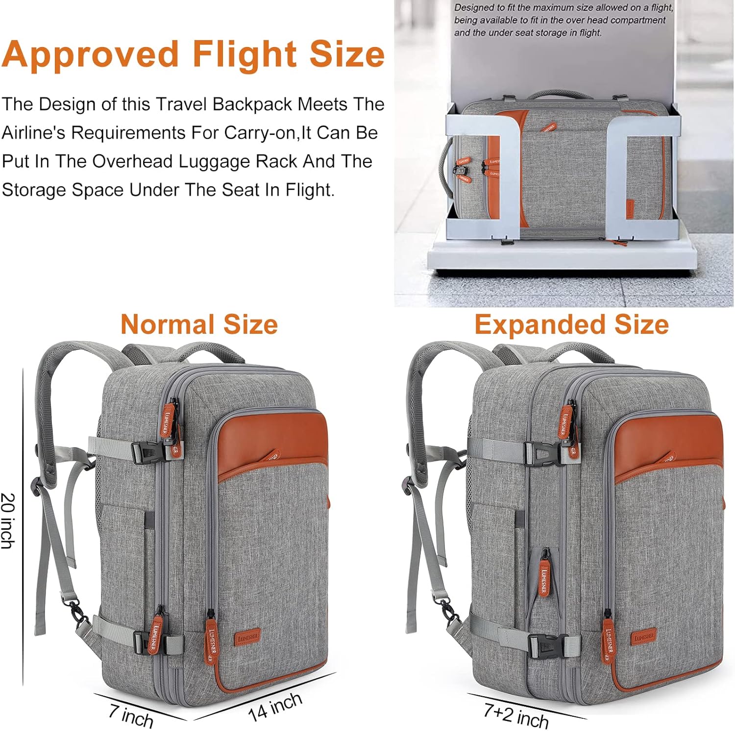 Carry on Travel Backpacks, Extra Large 40L Flight Approved Bag for Men & Women,Expandable Suitcase Backpack With 4